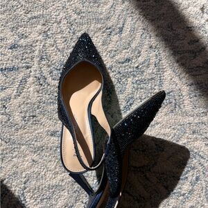 Betsey Johnson Black Glitter Heels